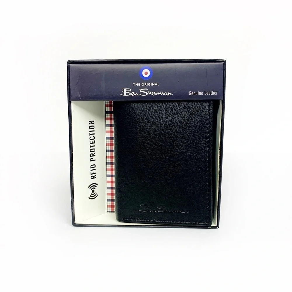 Ben Sherman Black Tri-Fold Genuine Leather Wallet